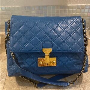 Marc Jacobs Blue Quilted Leather Large Baroque Single Shoulder Bag